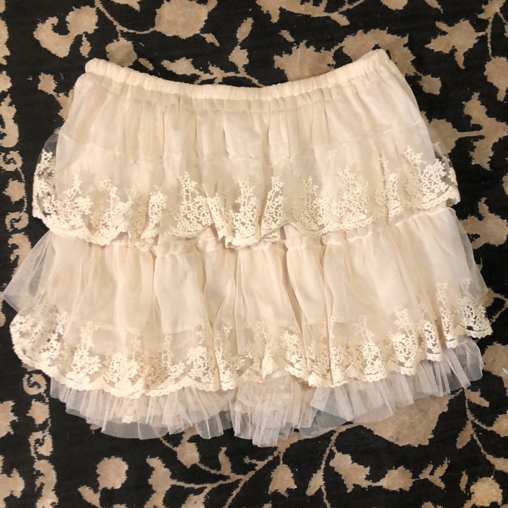 Ceceio mini layered mesh/lace skirt